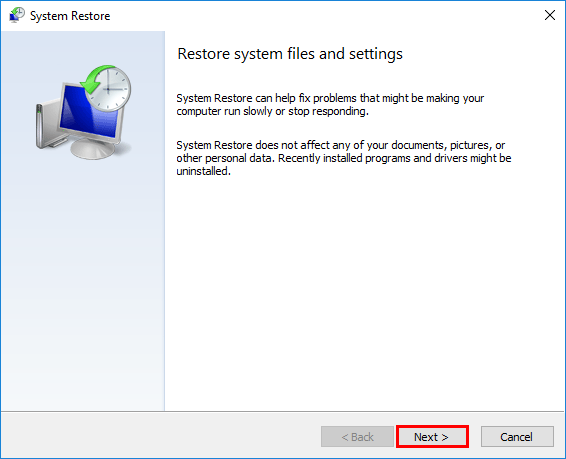 restore system files and settings