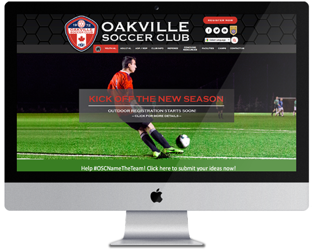 oakville soccer club portfolio screen