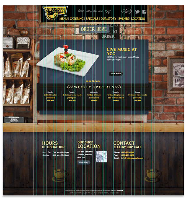 yellow cup cafe mock up with guides