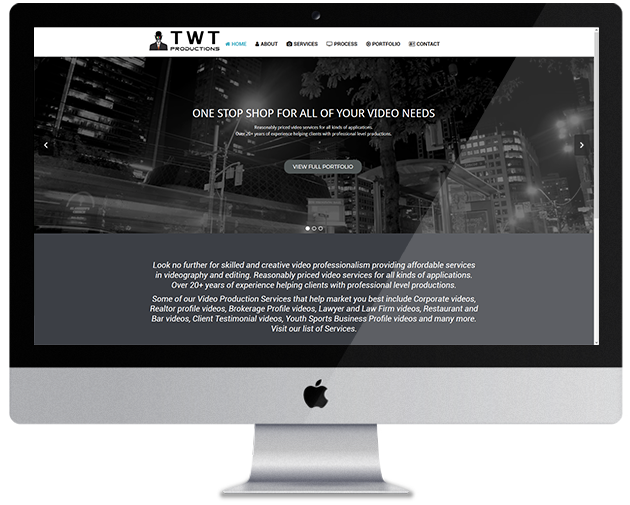 TWT productions portfolio screen